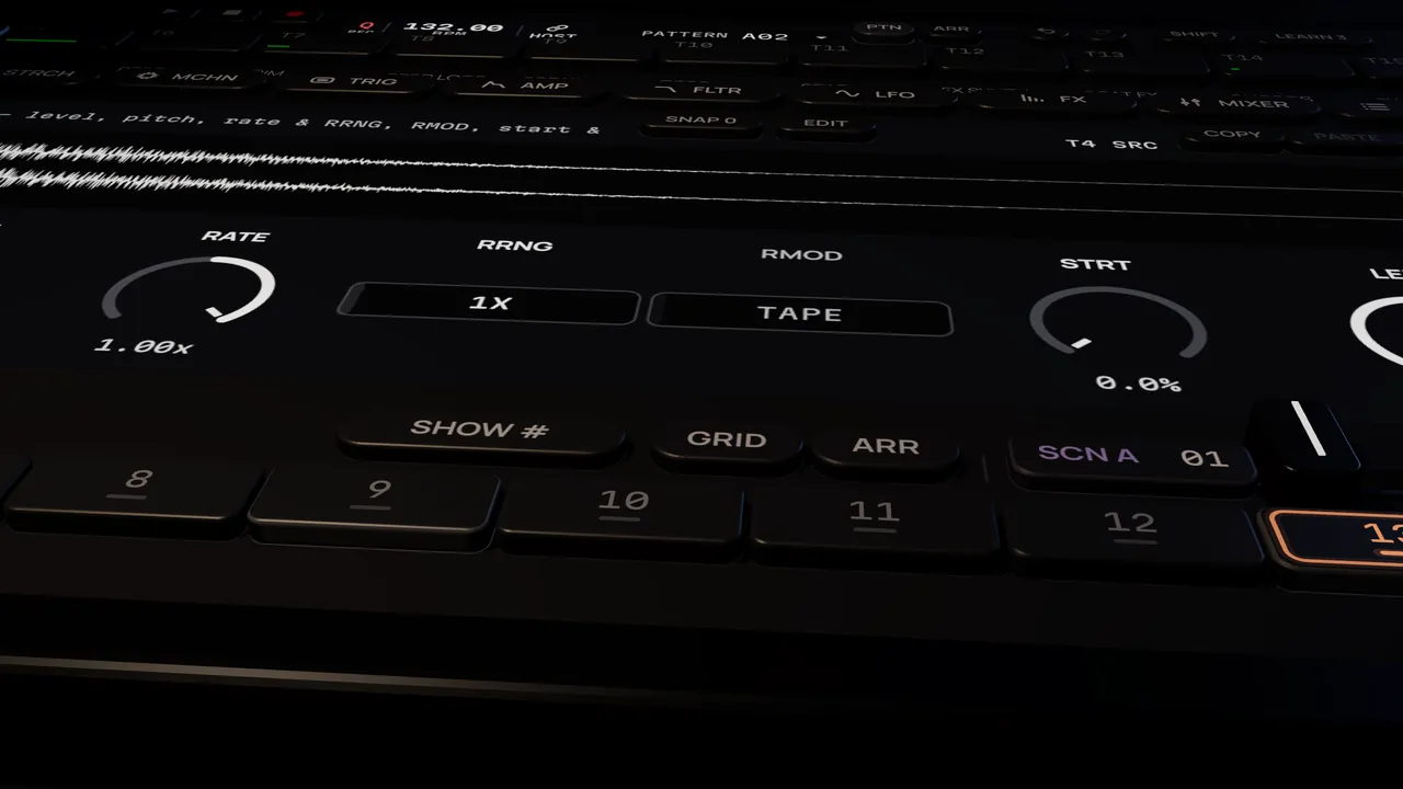 Step keys and sample knobs of Hexamorph, rendered close up